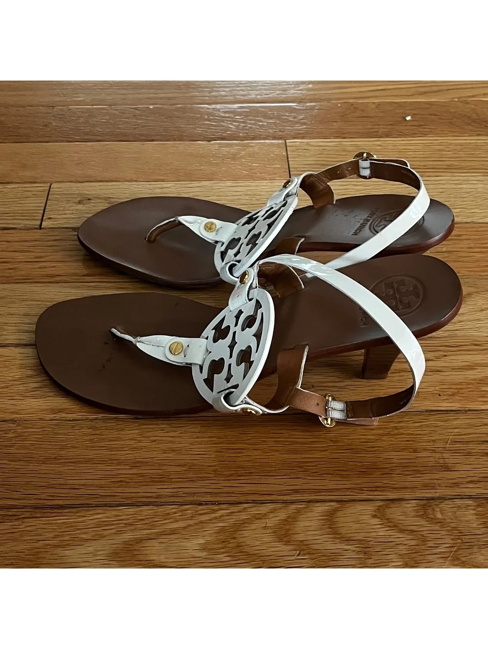 Tory Burch White Leather Heeled Sandals Size 8.5M